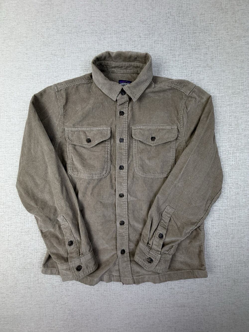 Patagonia Men’s Corduroy Button Up Shirt Small Grey Organic Cotton NWT